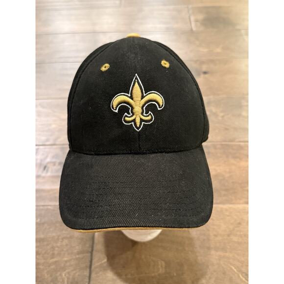Vintage Annco Mens Black NFL New Orleans Saints Fitted Hat Size L/XL Cap - Picture 2 of 8